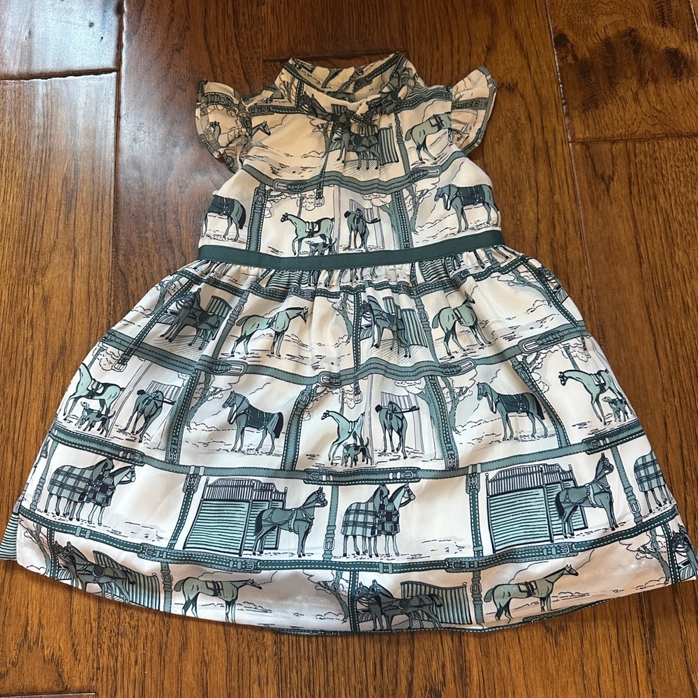 Horse Print Dress with Ruffle Sleeves